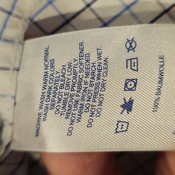 Lands'end Non Iron Pinpoint Oxford button blue white plaid shirt plus s - Picture 7 of 10